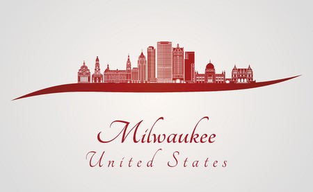 450x277 Milwaukee Skyline In Red And Gray Background Royalty Free Vector