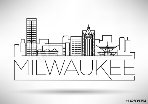 500x354 Minimal Milwaukee Linear City Skyline With Typographic Design