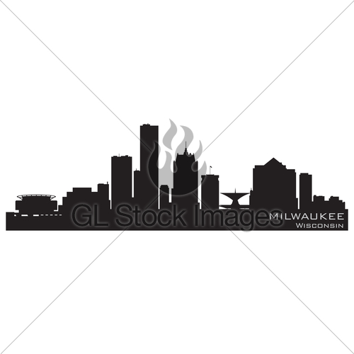 500x500 Milwaukee, Wisconsin Skyline Detailed Vector Silhouette Gl