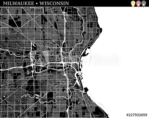 500x399 Simple Map Of Milwaukee, Wisconsin