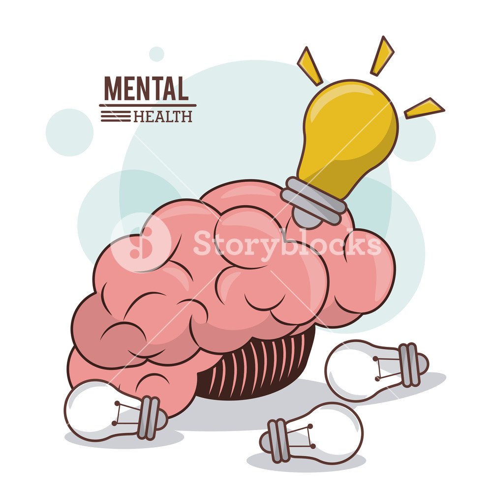 1000x1000 Mental Health, Human Brain Bulb Idea Innovation Mind Vector
