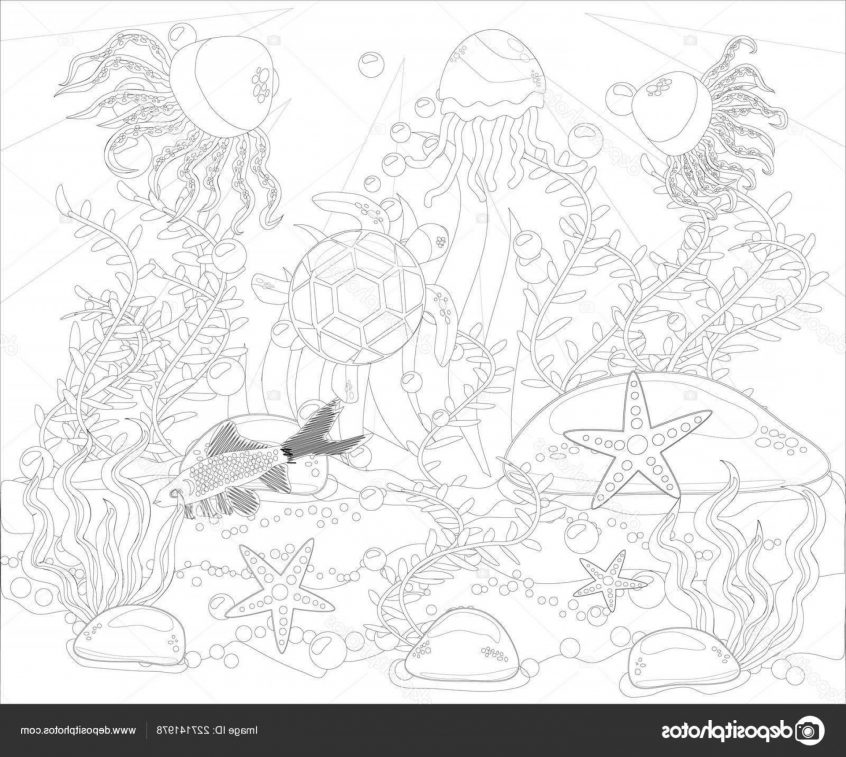 Coloring Stock Illustration Underwater World Stress Coloring Book 846x757 Coloring Stock Illustration Underwater World Stress Coloring Book