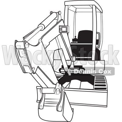 Cartoon Of An Outlined Mini Excavator 400x400 Cartoon Of An Outlined Mini Excavator
