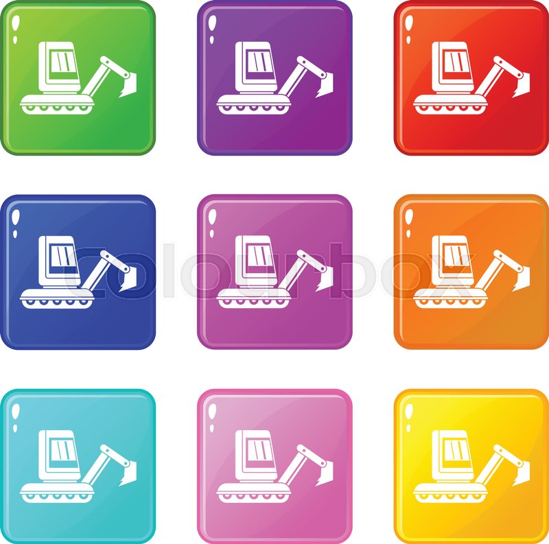 Mini Excavator Icons Of Color Set Stock Vector Colourbox 800x793 Mini Excavator Icons Of Color Set Stock Vector Colourbox