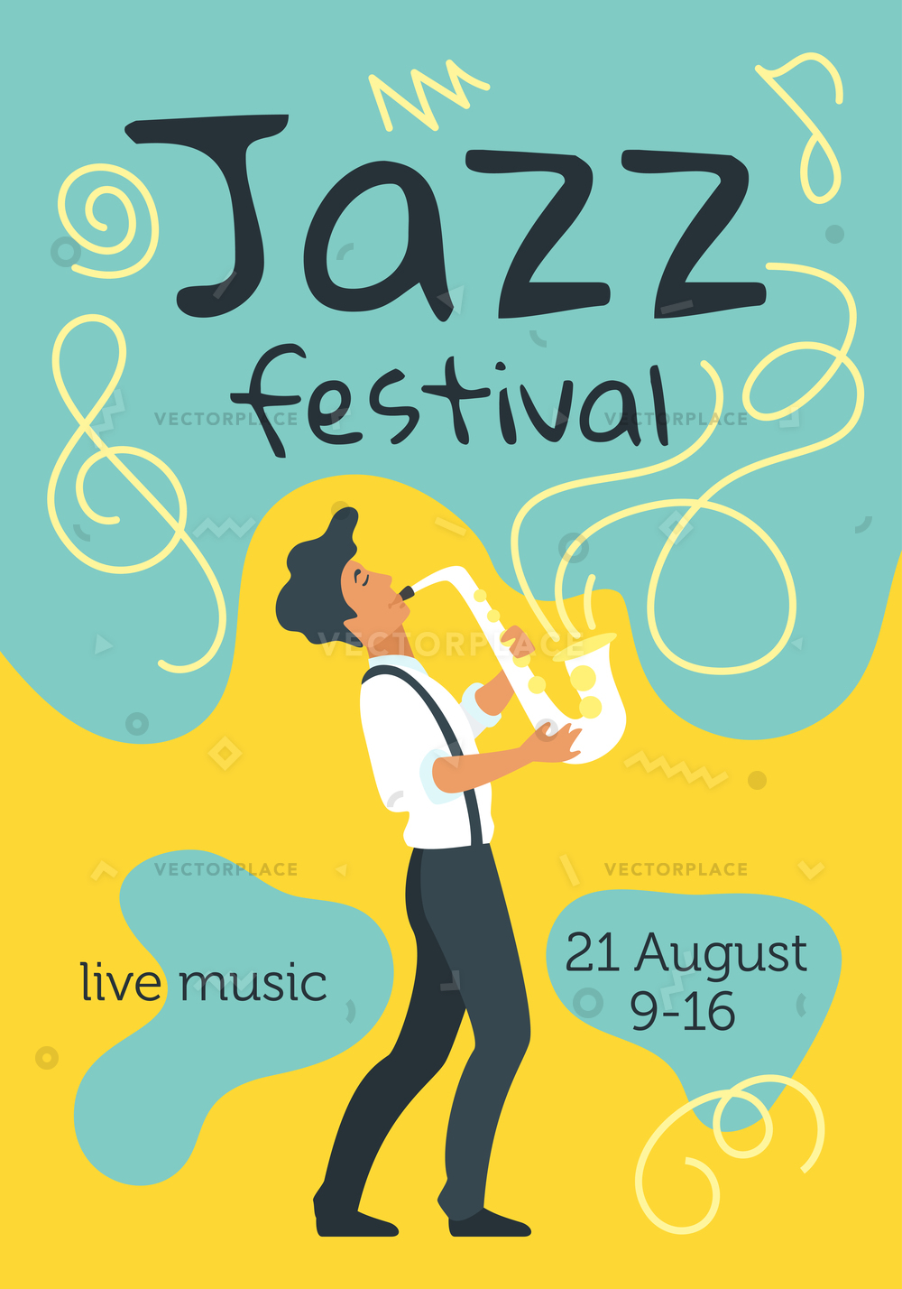 1000x1428 Jazz Poster Background Template For Festival Vector Illustration