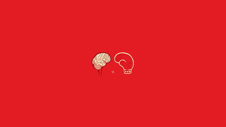 728x410 Hd Wallpaper Brain Vector Art, Humor, Red, Minimalism, Red