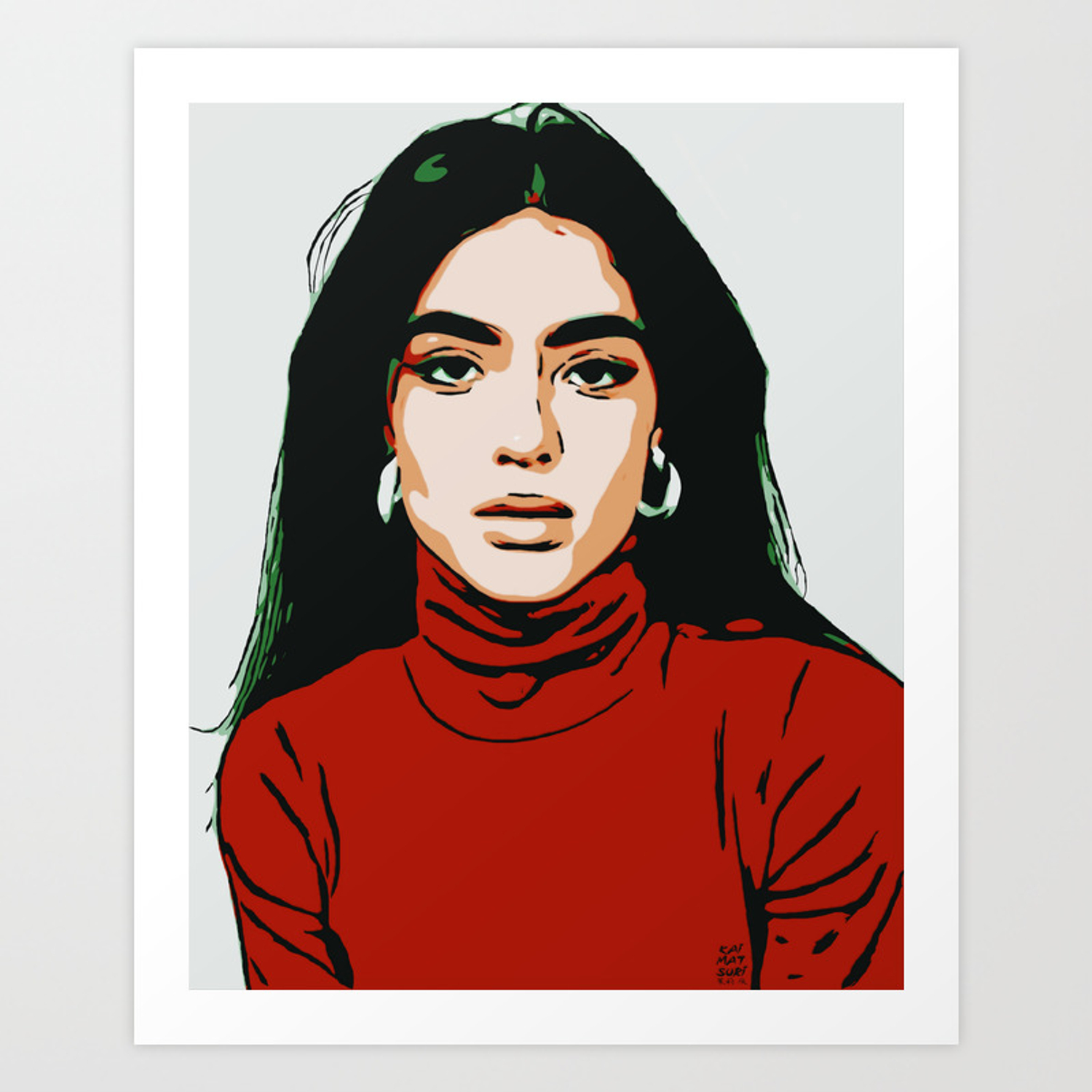 1500x1500 Red Latina Girl Minimalist Digital Art Vector Illustration Art