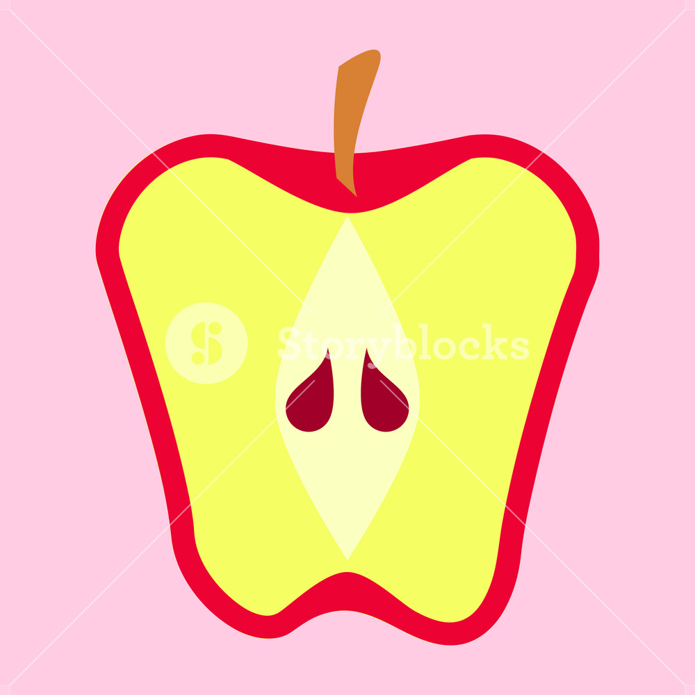 1000x1000 Red Apple Fruit Halved In A Simple Minimalism Vector Art Style
