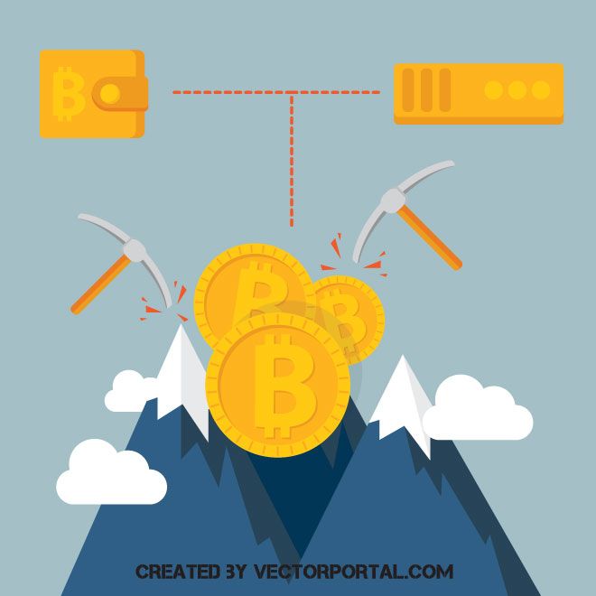 660x660 Bitcoin Mining Vector Concept Technology Vector Illustrations