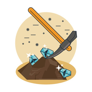 300x300 Pickaxe Extraction Of Diamonds For Mining Vector Illustration