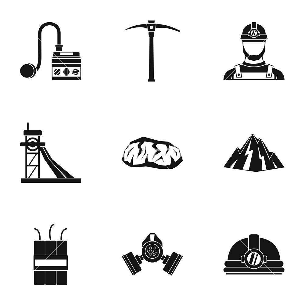 1000x1000 Coal Mining Icons Set Simple Illustration Of Coal Mining Vector
