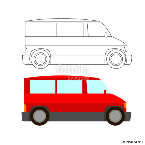 500x500 Red Minivan Vector Illustration Flat Style Profile Stock Image