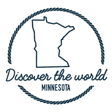 450x450 Minnesota Map Outline Vintage Discover The World Rubber Stamp