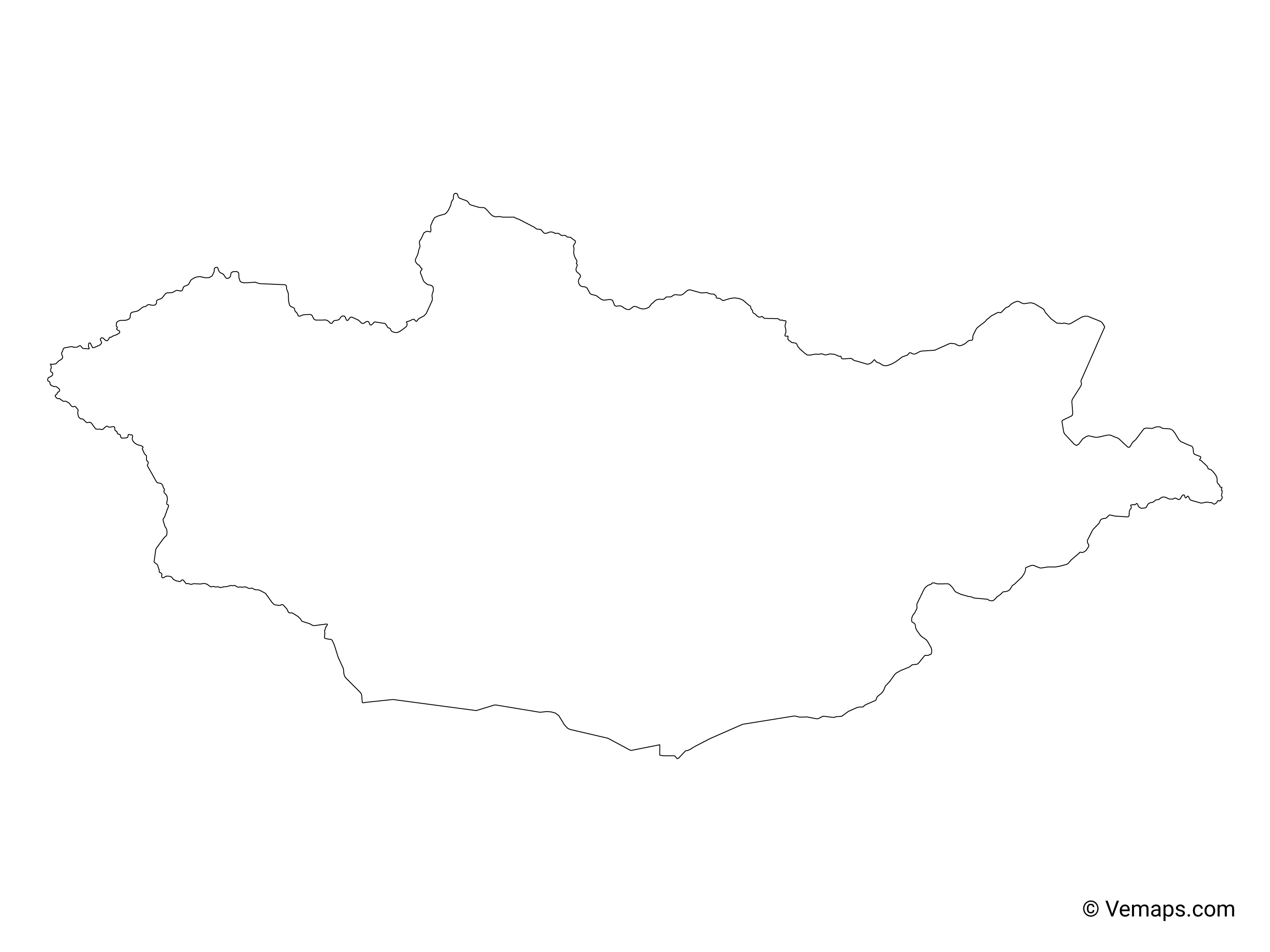 3000x2250 Outline Map Of Mongolia Free Vector Maps