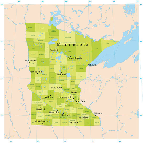 599x600 Minnesota Vector Map Highly Detailed Vector Map Of Minnesota