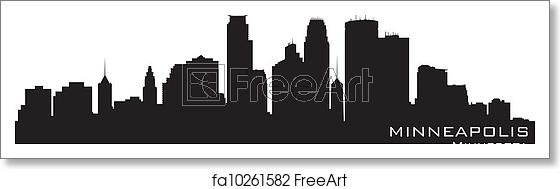 560x189 Free Art Print Of Minneapolis, Minnesota Skyline Detailed Vector