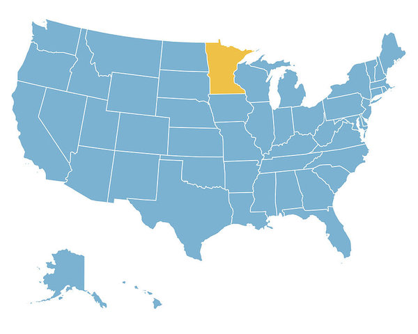 600x480 Usa Map Highlighting State Of Minnesota