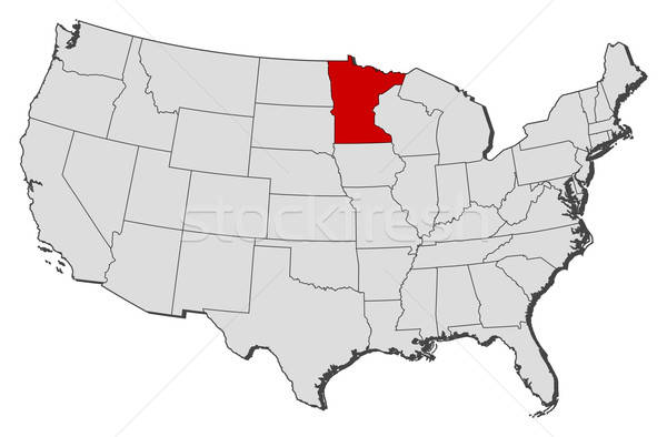 600x394 Map Of The United States, Minnesota Highlighted Vector