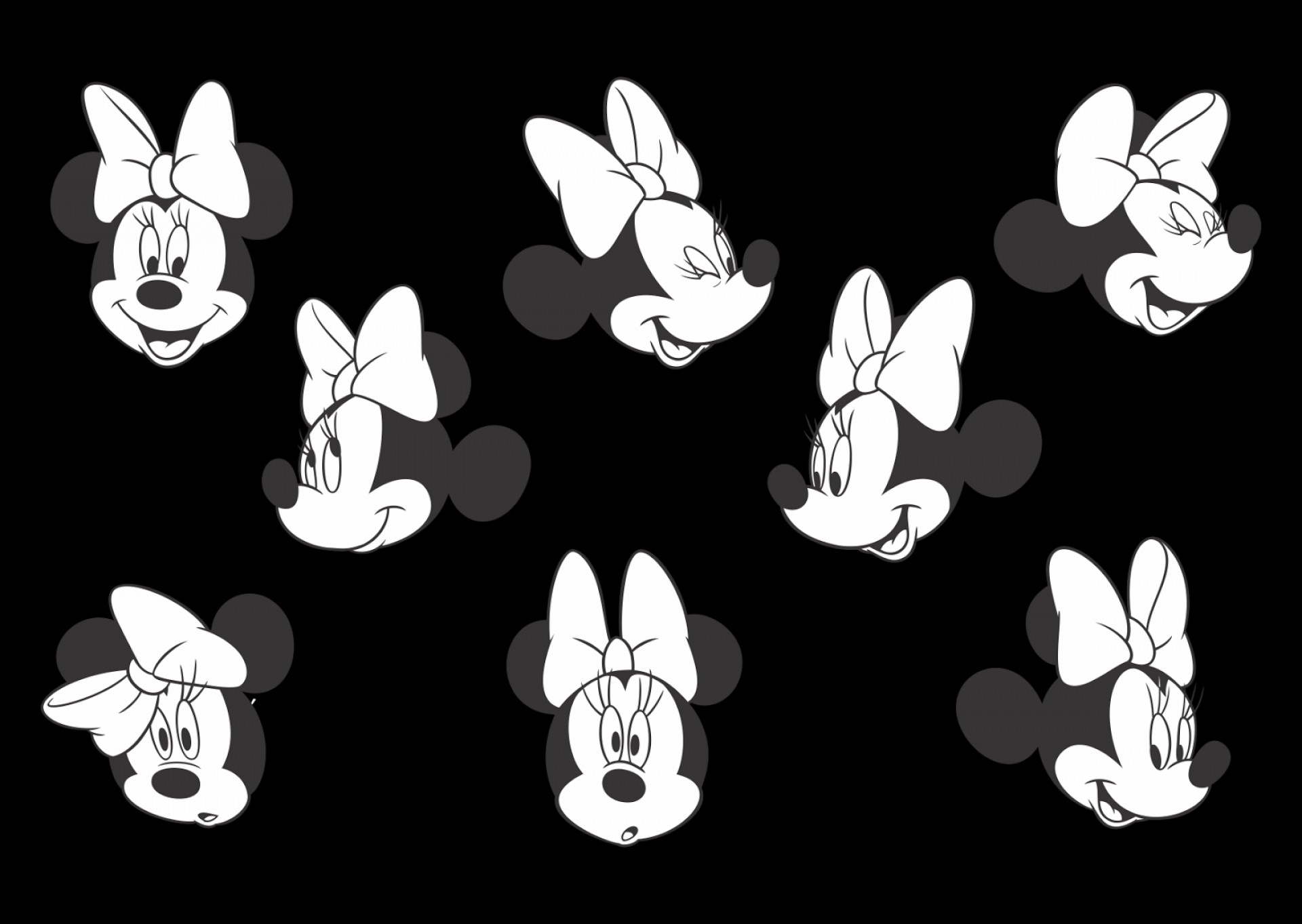 1920x1363 Minnie Mouse Black White Logo Vector Studiogrfx