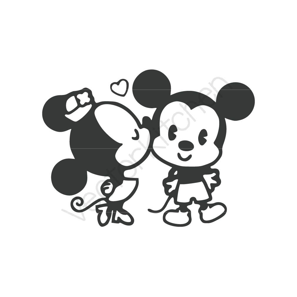 1010x1010 Mickey And Minnie Silhouette Vector