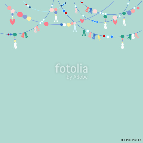 500x500 Garlands On A Mint Green Background, Vector Illustration Stock
