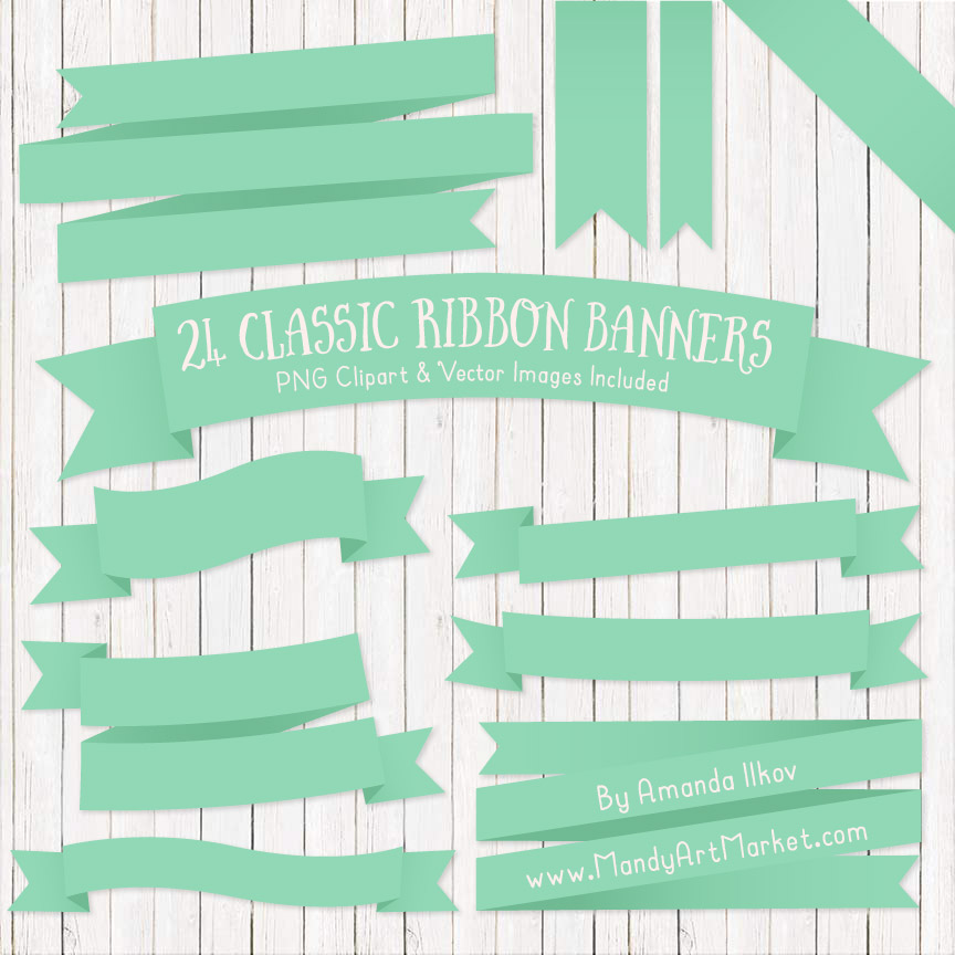 864x864 Mint Ribbon Banner Clipart