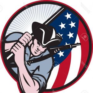 300x300 Retro American Revolution Minuteman Soldier With A Musket Rifle