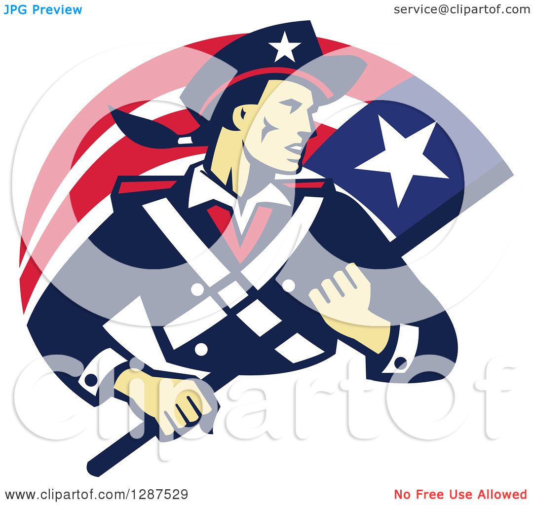 1080x1024 Clipart Of A Retro American Patriot Minuteman Revolutionary