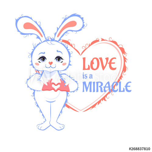 500x500 Love Is A Miracle Bunny Wizard Greeting Love Card Vector