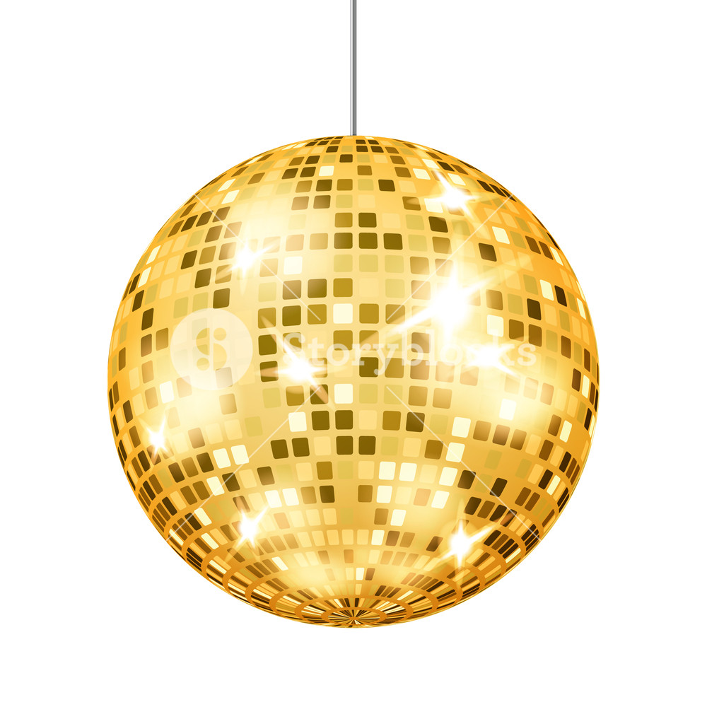 1000x1000 Gold Disco Ball Vector Dance Club Retro Party Classic Light