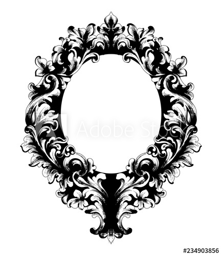 434x500 Rococo Ornamented Mirror Frame Vector Victorian Border Monogram