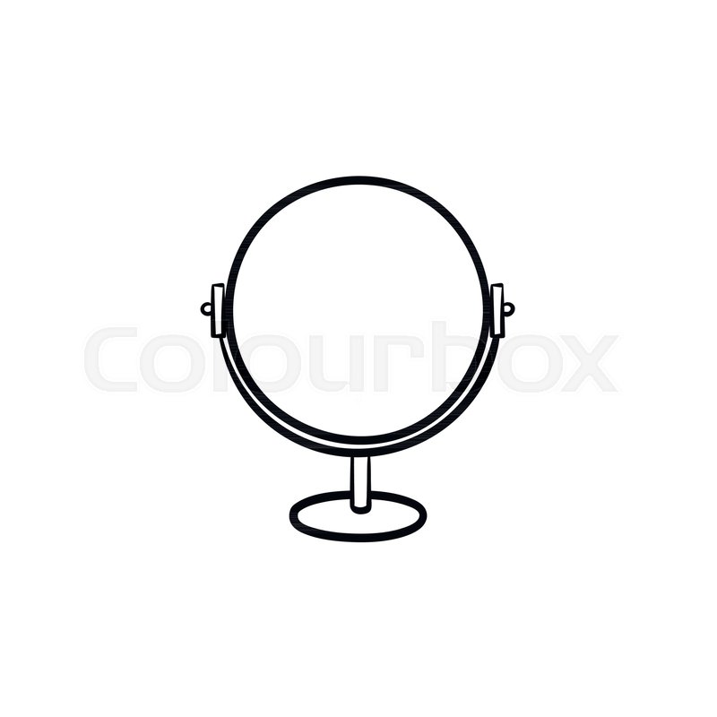 800x800 Round Makeup Mirror Hand Drawn Outline Stock Vector Colourbox