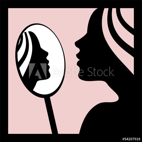 500x500 Woman Looking In The Mirror Vector Illustration