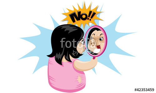 500x300 Overweight Fat Woman Look Into The Mirror Vector Illustrator