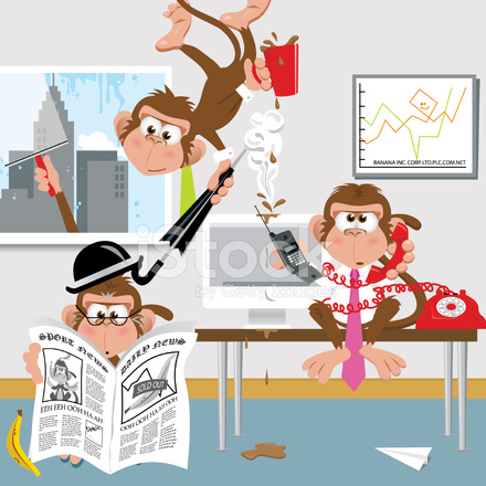 440x440 Monkies Causing Mischief In Office Stock Vector