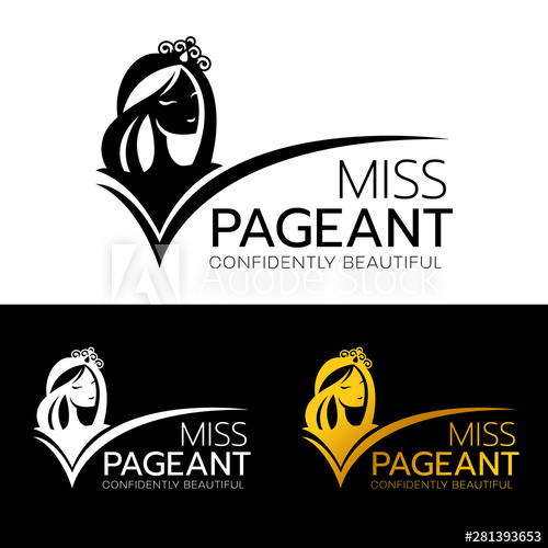 500x500 Miss Pageant Logo With Head Face Woman Smile And Wear Crown Vector