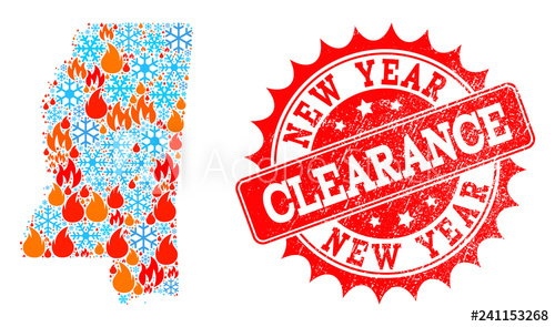 500x295 Composition Of Winter And Flame Map Of Mississippi State And New