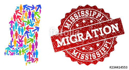 500x273 People Migration Traffic Collage Of Mosaic Map Of Mississippi