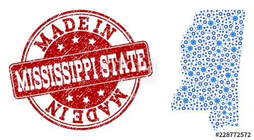 500x277 Map Of Mississippi State Vector Mosaic And Made In Grunge Stamp