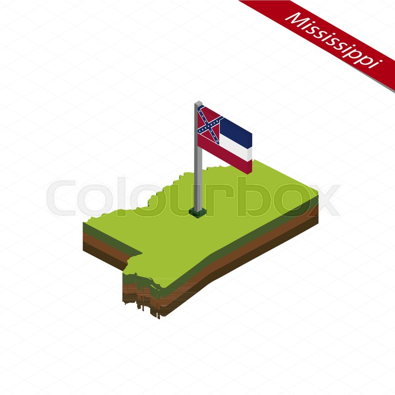 800x800 Isometric Map And Flag Of Mississippi Stock Vector Colourbox