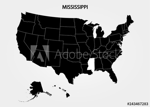 500x357 Mississippi States Of America Territory On Gray Background