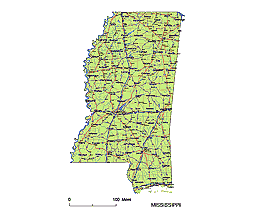 253x220 Preview Of Mississippi State Vector Road Map Lossless Scalable
