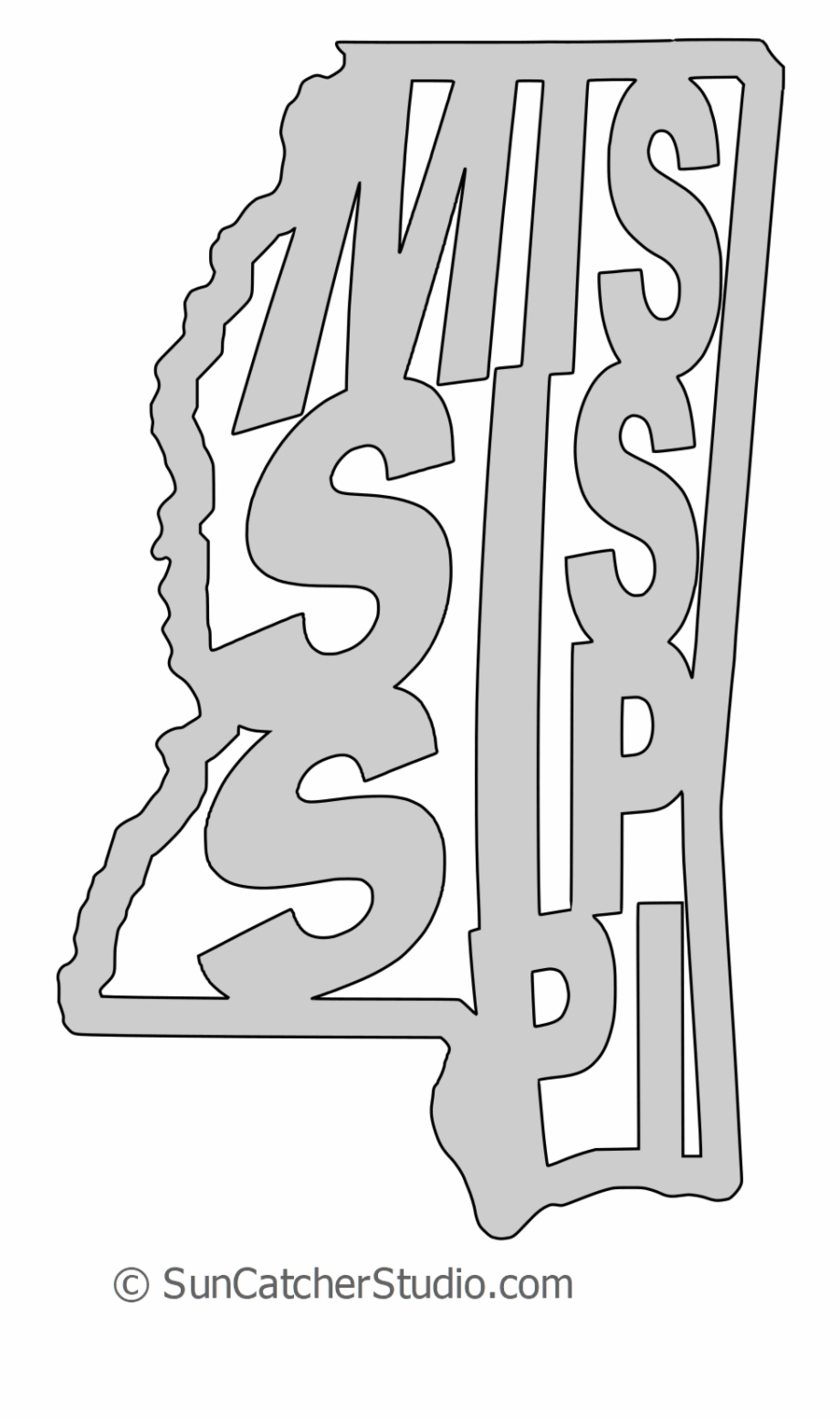 920x1557 Mississippi Map Shape Text, Outline Scalable Vector