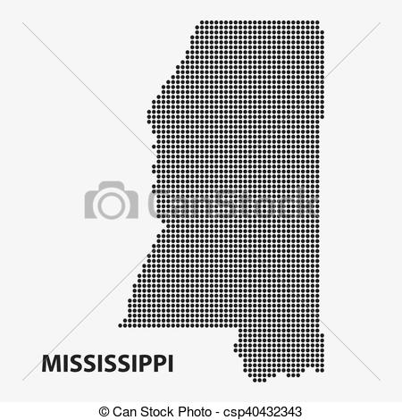 450x470 Dotted Map Of The State Mississippi Vector Illustration