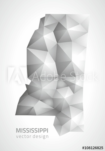 350x500 Mississippi Polygonal Grey Vector Map