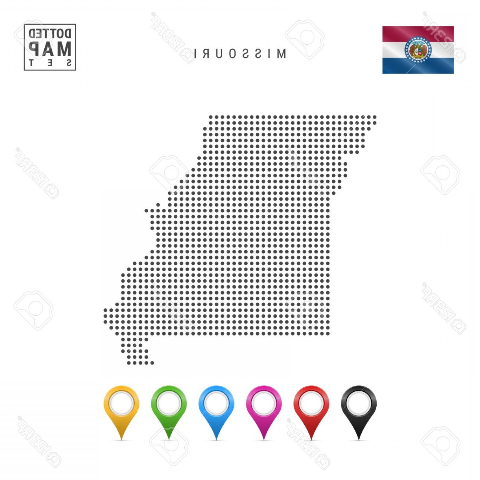 1560x1560 Photostock Vector Dots Pattern Vector Map Of Missouri Stylized