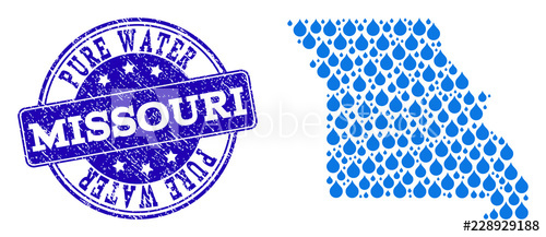 500x217 Map Of Missouri State Vector Mosaic And Pure Water Grunge Stamp