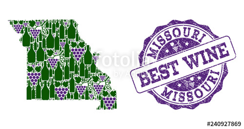 500x264 Vector Collage Of Grape Wine Map Of Missouri State And Grunge Seal