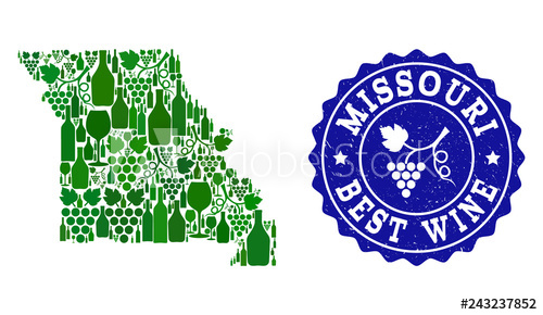 500x290 Vector Collage Of Wine Map Of Missouri State And Best Grape Wine