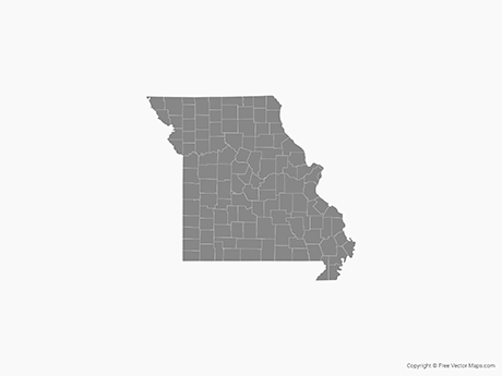 460x345 Vector Map Of Missouri With Counties